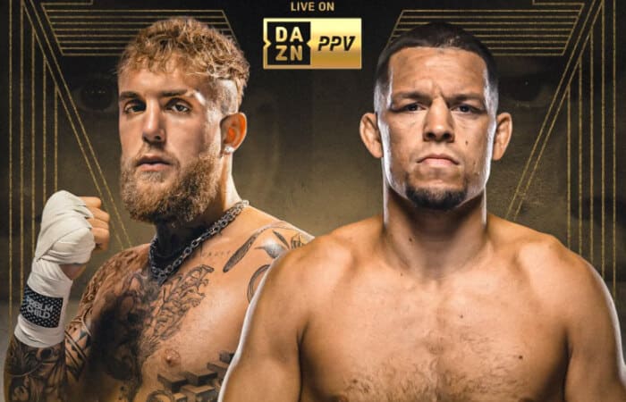 Jake Paul and Nate Diaz on a poster.