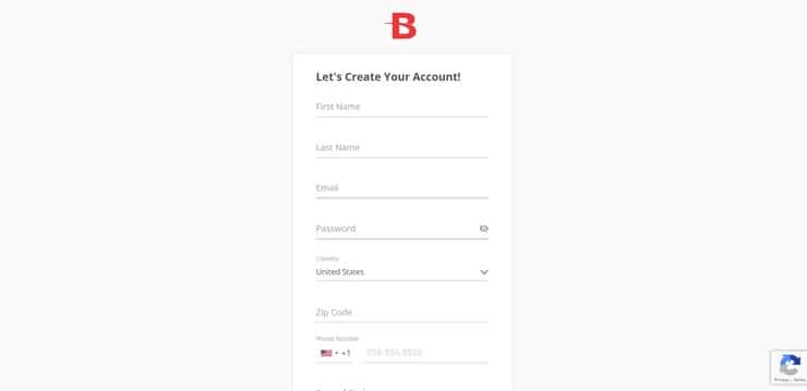 BetOnline sign up webform