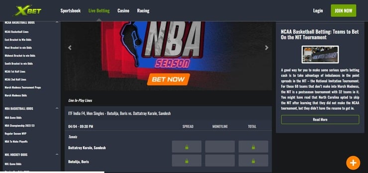 Live betting at XBet