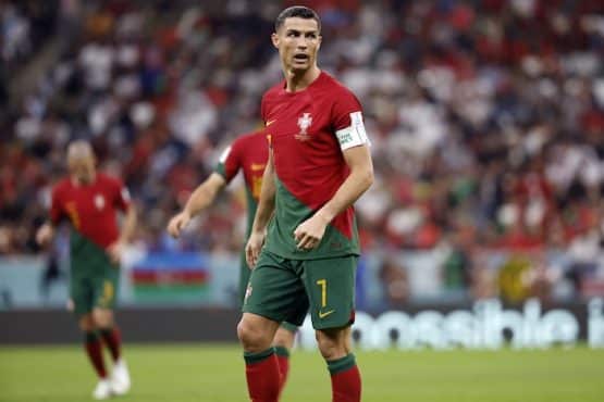Portugal forward Cristiano Ronaldo stands and stares.