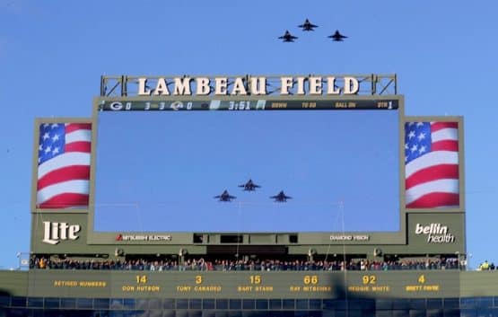 The flyover above a Lambeau Field