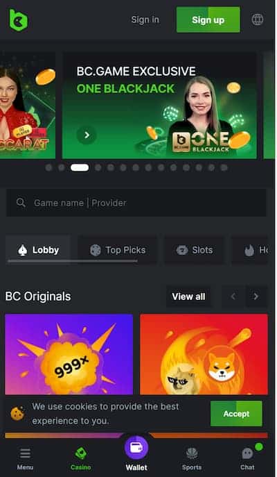 BC Game casino app