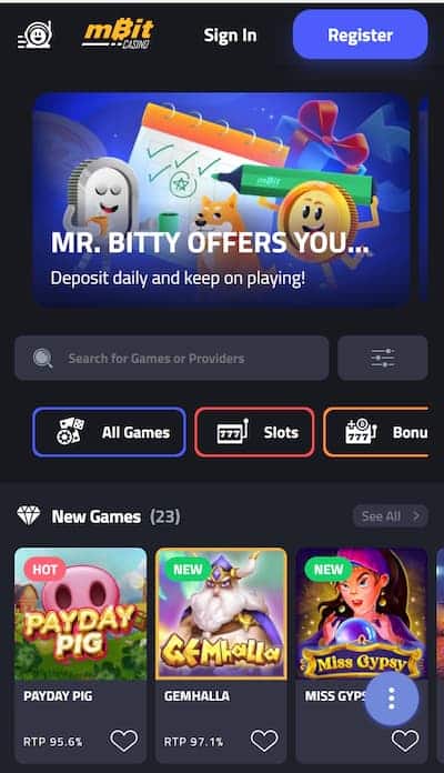 mBit casino app