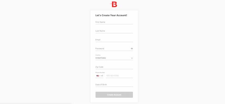 BetOnline sign up page