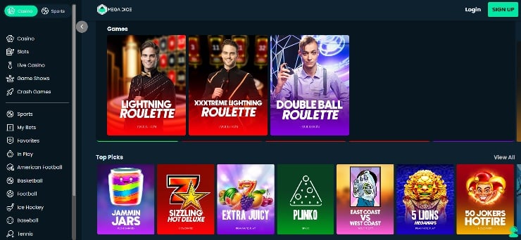 Roulette games at Mega Dice