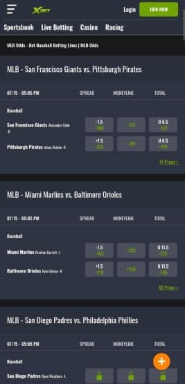 XBet MLB Betting