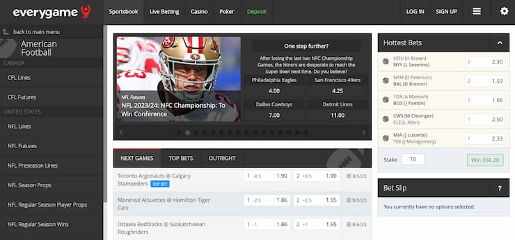 Everygame CA sportsbook - 49ers image