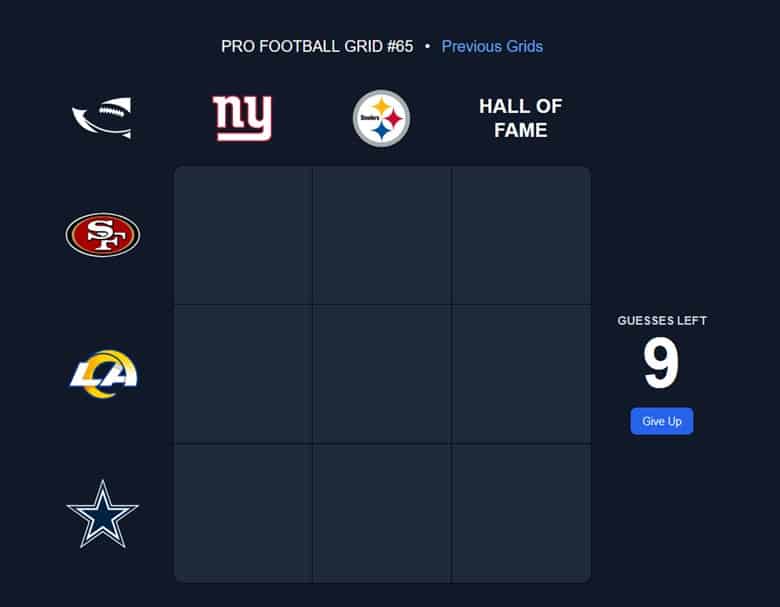 NFL Betting Picks Grid List on