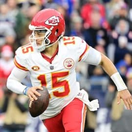 Patrick Mahomes rolls out for the Chiefs