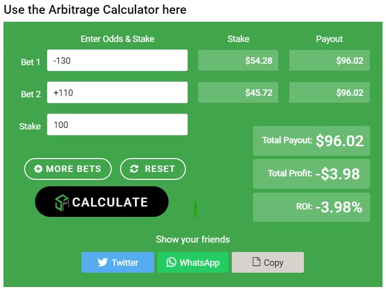 arbitrage betting calculator arbitrage calc