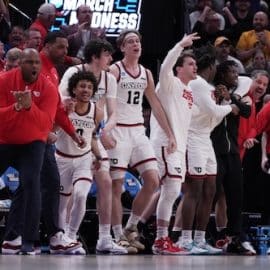 Dayton Flyers celebrate during the second half