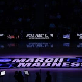 General view of the March Madness logo
