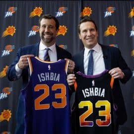 Phoenix Suns owner Mat Ishbia (right) and brother Justin Ishbia