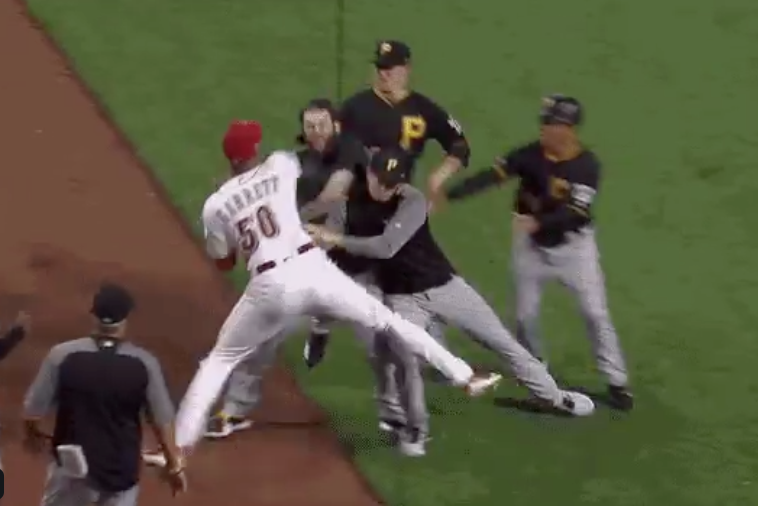 Amir Garrett’s punch sparks crazy brawl between Reds, Pirates (Video ...