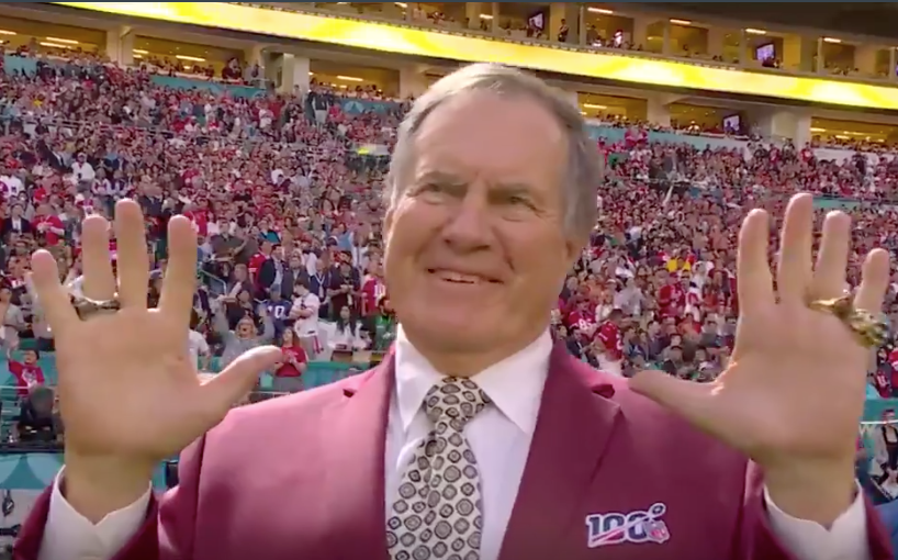 Bill Belichick Flexes Super Bowl Rings At Fans That Booed Him On Field Video The Sports Daily