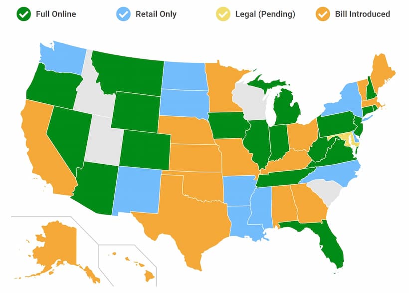Legal Sports Betting in the US Map